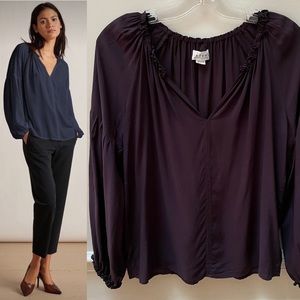 VELVET Long Sleeve Peasant Top Blouse  Burgandy Size Small